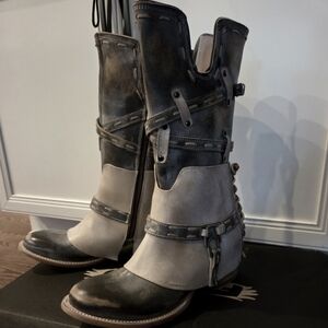 Freebird Crow Two-Tone Leather Boots Sz 10